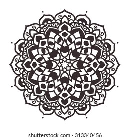 Vector mandala ornament. Round floral pattern. Hand drawn decorative element.