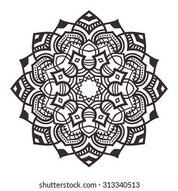 Vector mandala ornament. Round floral pattern. Hand drawn decorative element.