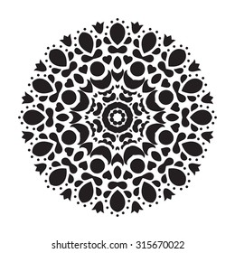 Vector mandala ornament. Round floral pattern. Hand drawn decorative element.
