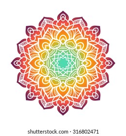 Vector mandala ornament. Round floral pattern. Hand drawn decorative element.