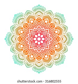 Vector mandala ornament. Round floral pattern. Hand drawn decorative element.