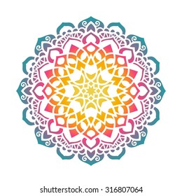 Vector mandala ornament. Round floral pattern. Hand drawn decorative element.