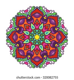 Vector mandala ornament. Round floral pattern. Hand drawn decorative element.