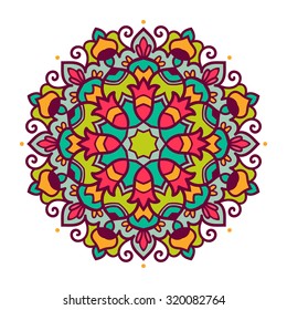 Vector mandala ornament. Round floral pattern. Hand drawn decorative element.