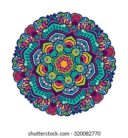 Vector mandala ornament. Round floral pattern. Hand drawn decorative element.