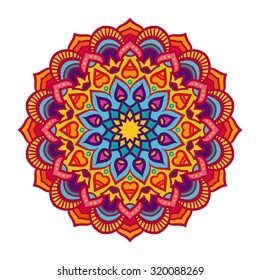 Vector mandala ornament. Round floral pattern. Hand drawn decorative element.