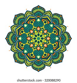 Vector mandala ornament. Round floral pattern. Hand drawn decorative element.
