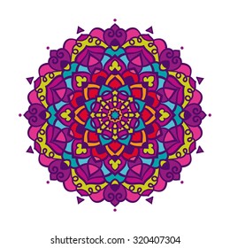 Vector mandala ornament. Round floral pattern. Hand drawn decorative element.