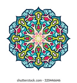 Vector mandala ornament. Round floral pattern. Hand drawn decorative element.