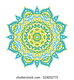 Vector mandala ornament. Round floral pattern. Hand drawn decorative element.