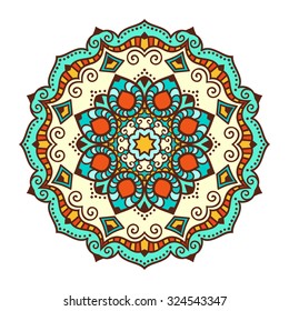 Vector mandala ornament. Round floral pattern. Hand drawn decorative element.