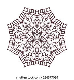 Vector mandala ornament. Round floral pattern. Hand drawn decorative element.