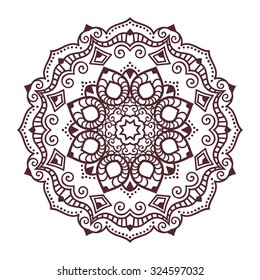 Vector mandala ornament. Round floral pattern. Hand drawn decorative element.