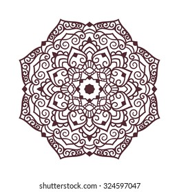 Vector mandala ornament. Round floral pattern. Hand drawn decorative element.