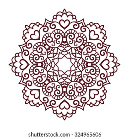 Vector mandala ornament. Round floral pattern. Hand drawn decorative element.