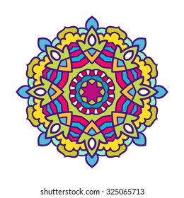 Vector mandala ornament. Round floral pattern. Hand drawn decorative element.