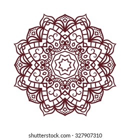 Vector mandala ornament. Round floral pattern. Hand drawn decorative element.