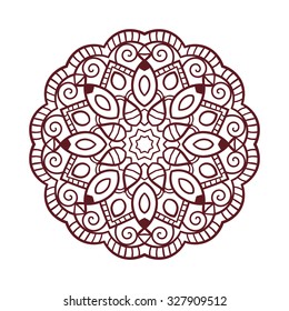 Vector mandala ornament. Round floral pattern. Hand drawn decorative element.
