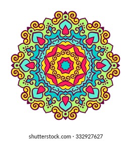 Vector mandala ornament. Round floral pattern. Hand drawn decorative element.
