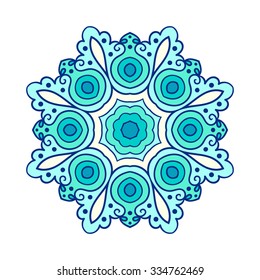Vector mandala ornament. Round floral pattern. Hand drawn decorative element.