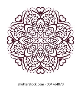 Vector mandala ornament. Round floral pattern. Hand drawn decorative element.