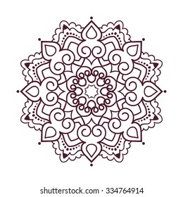 Vector mandala ornament. Round floral pattern. Hand drawn decorative element.