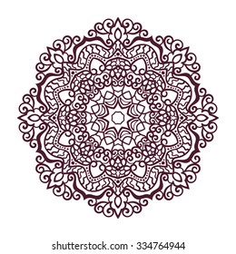 Vector mandala ornament. Round floral pattern. Hand drawn decorative element.