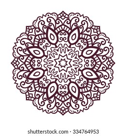 Vector mandala ornament. Round floral pattern. Hand drawn decorative element.