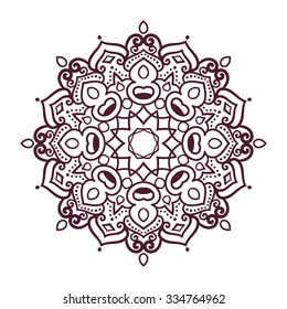 Vector mandala ornament. Round floral pattern. Hand drawn decorative element.