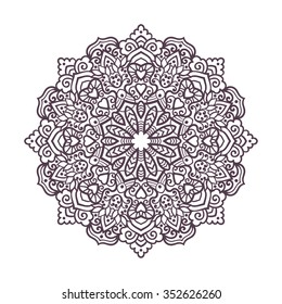 Vector mandala ornament. Round floral pattern. Hand drawn decorative element.