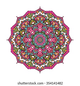 Vector mandala ornament. Round floral pattern. Hand drawn decorative element.