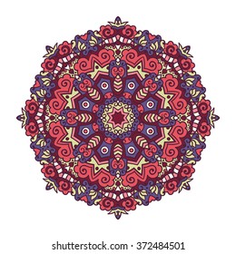 Vector mandala ornament. Round floral pattern. Hand drawn decorative element.