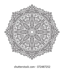Vector mandala ornament. Round floral pattern. Hand drawn decorative element.