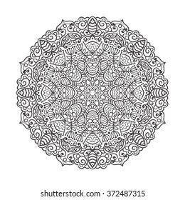 Vector mandala ornament. Round floral pattern. Hand drawn decorative element.