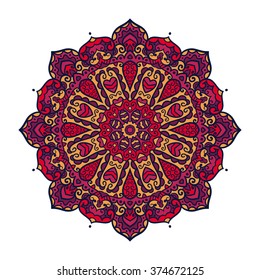 Vector mandala ornament. Round floral pattern. Hand drawn decorative element.