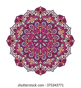 Vector mandala ornament. Round floral pattern. Hand drawn decorative element.
