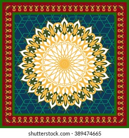 Vector mandala ornament. Round floral pattern. Arabic decorative element.