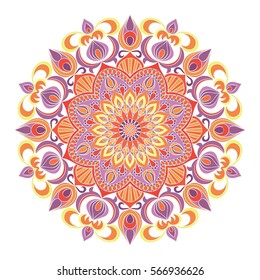 Vector Mandala ornament. Vintage decorative elements. Oriental round pattern. Islam, Arabic, Indian, turkish, pakistan, chinese, ottoman motifs. Hand drawn floral background.