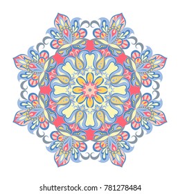 Vector Mandala ornament. Vintage decorative elements. Oriental round pattern. Islam, Arabic, Indian, turkish, pakistan, chinese, ottoman motifs. Hand drawn floral background.
