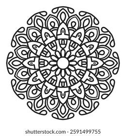 Vector Mandala Outline for Coloring Book Page. Oriental Mandala vector. Mandala Coloring book line art vector illustration. Vector abstract mandala pattern.