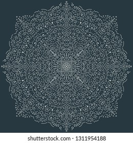 Vector mandala pattern black and white doodle sketch