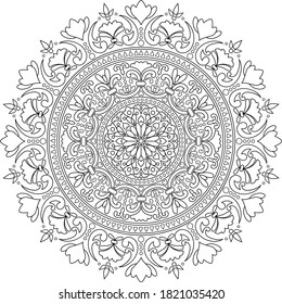 Vector Mandala Pattern Coloring Tatoo
