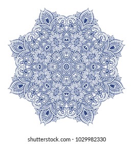 Vector mandala pattern of henna floral elements based on traditional Asian ornaments. Paisley Mehndi Tattoo Doodle illustration