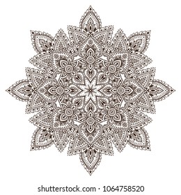 Patrón vectorial mandala de elementos florales de henna basados en adornos asiáticos tradicionales. Ilustración de Paisley Mehndi Tattoo Doodle