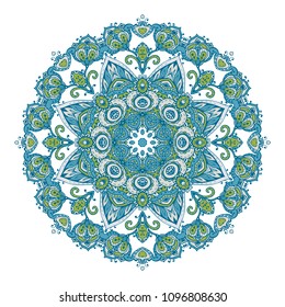 Vector mandala pattern of henna floral elements based on traditional Asian ornaments. Paisley Mehndi Tattoo Doodle illustration.