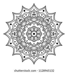 Vector Mandala Pattern, Henna Tattoo Style. Islam, Arabic, Pakistan, Moroccan, Turkish, Indian, Spain motifs.