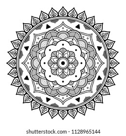 Vector Mandala Pattern, Henna Tattoo Style. Islam, Arabic, Pakistan, Moroccan, Turkish, Indian, Spain motifs.