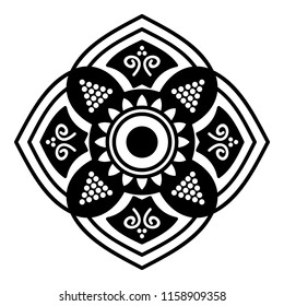 Vector mandala pattern, Henna Tattoo Style. Islam, Arabic, Pakistan, Moroccan, Turkish, Indian, Spain motifs. Vector illustration EPS10