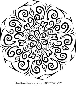 Vector Mandala Pattern, Henna Tattoo Style. Islam, Arabic, Pakistan, Moroccan, Turkish, Indian, Spain motifs.