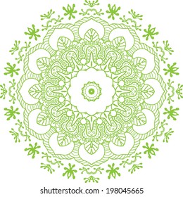 Vector mandala pattern. Lace circle template. Circle window in gothic style. Symmetry background. Hand drawn doodling. Vector doodle. Ornamental round lace, circle ornament